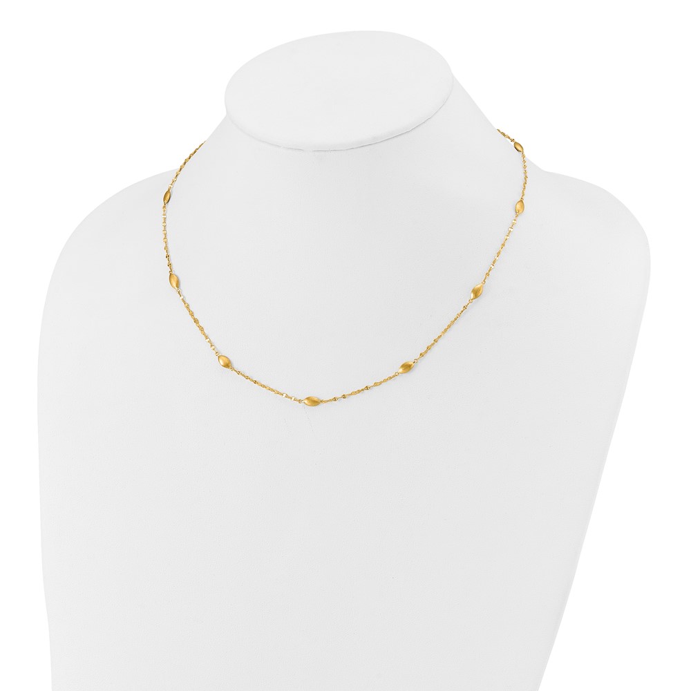 14k Diamond-cut Chain with Satin Oval Beads 18 inch Necklace (SF2754-18)