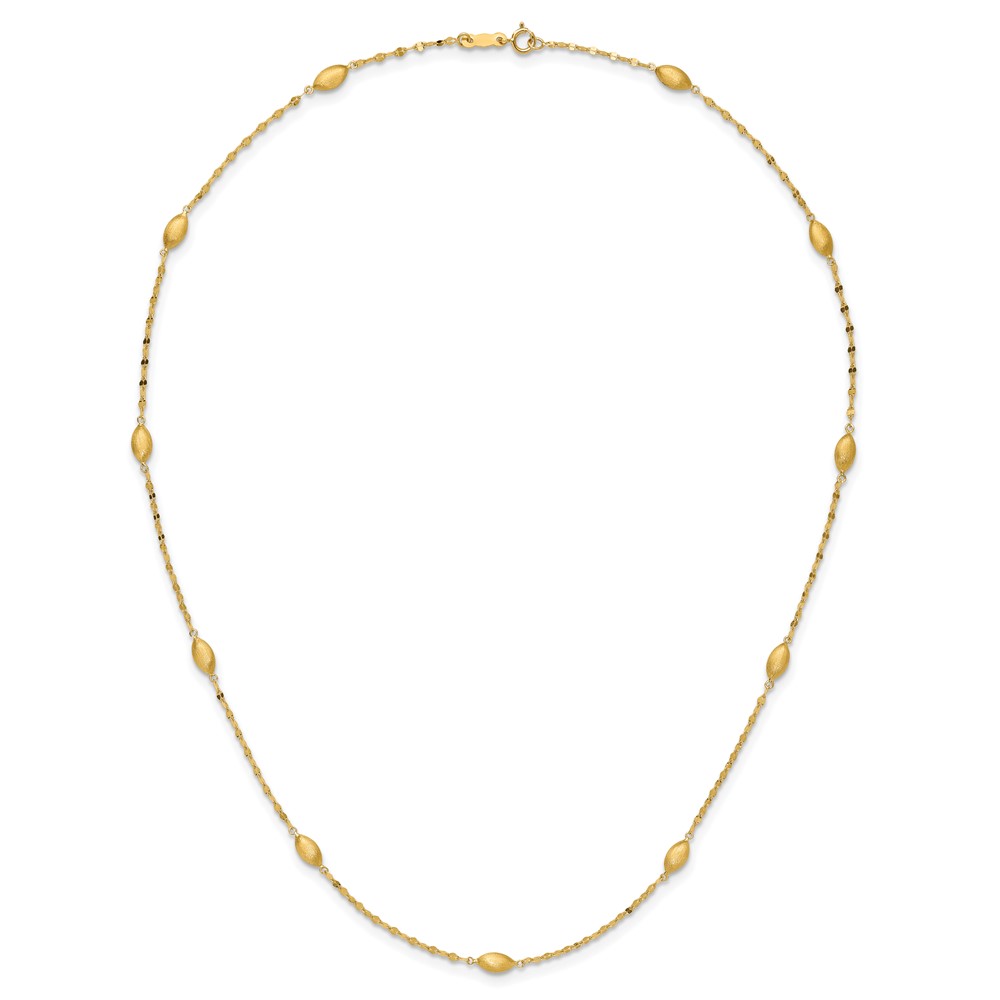14k Diamond-cut Chain with Satin Oval Beads 18 inch Necklace (SF2754-18)