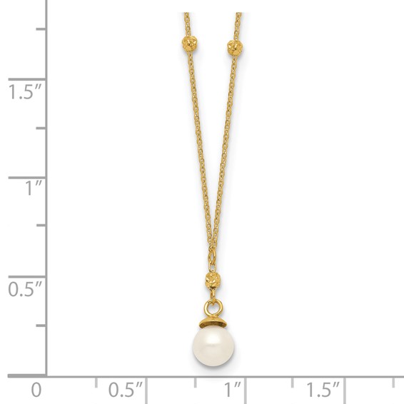 14k 4-5mm White Freshwater Cultured Pearl with Diamond-cut Beads 18 inch Necklace