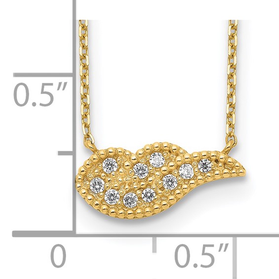 14K Angel Wing CZ with 2IN EXT Necklace