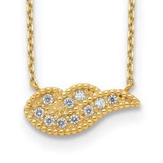 14K Angel Wing CZ with 2IN EXT Necklace