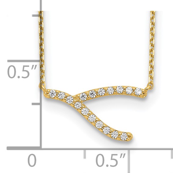 14K Wishbone CZ with 2IN EXT Necklace