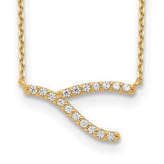 14K Wishbone CZ with 2IN EXT Necklace