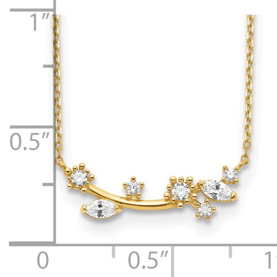 14K Flower with Crystal & CZ with 2IN EXT Necklace