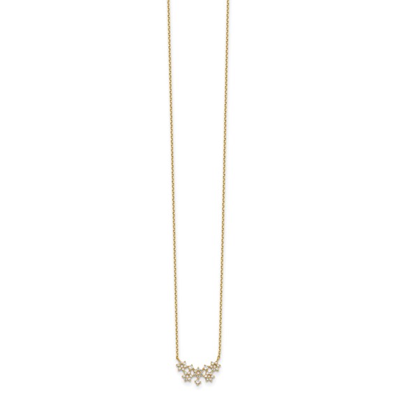 14K CZ Cluster with 2IN EXT Necklace