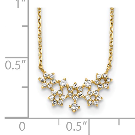 14K CZ Cluster with 2IN EXT Necklace