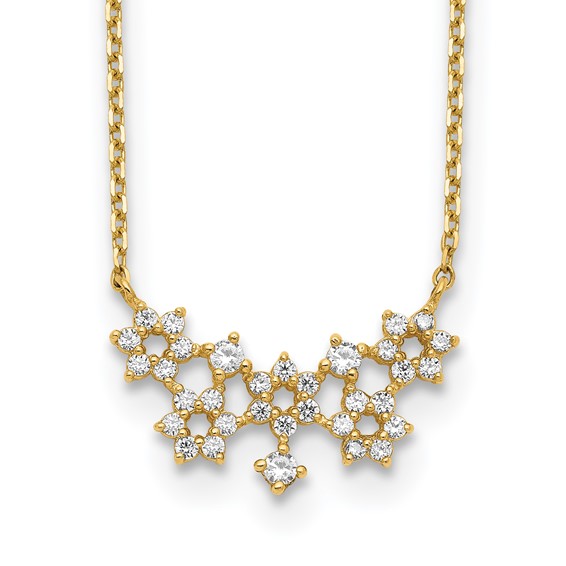 14K CZ Cluster with 2IN EXT Necklace