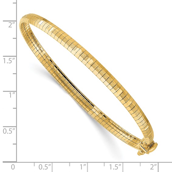 14K Polished and Satin Diamond-cut 4mm 7.5 inch Omega Bracelet