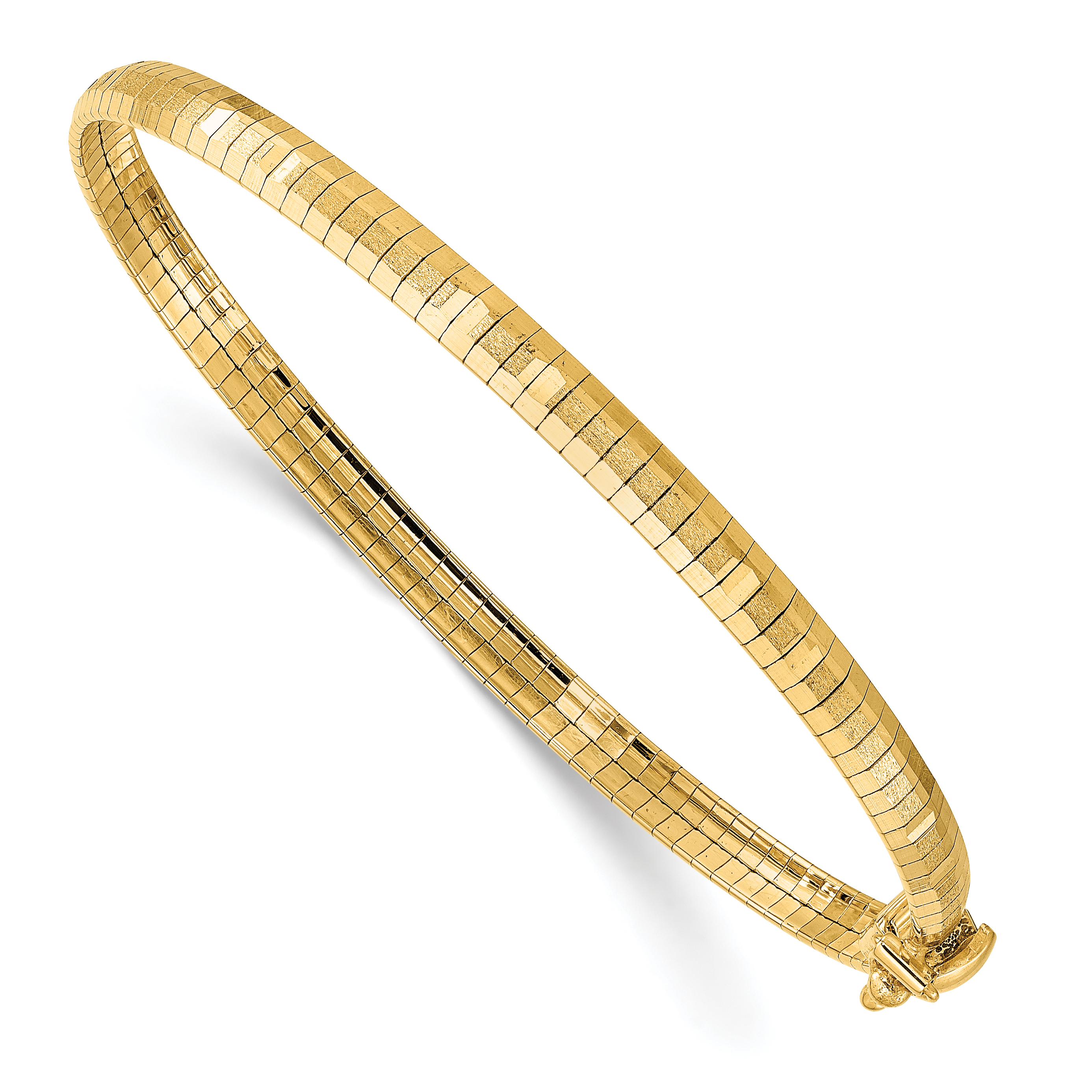 14K Polished and Satin Diamond-cut 4mm 7.5 inch Omega Bracelet (SF2797-7.5)