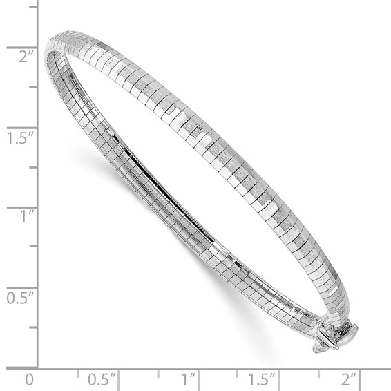 14K White Gold Polished and Satin Diamond-cut 4mm 7.5 inch Omega Bracelet