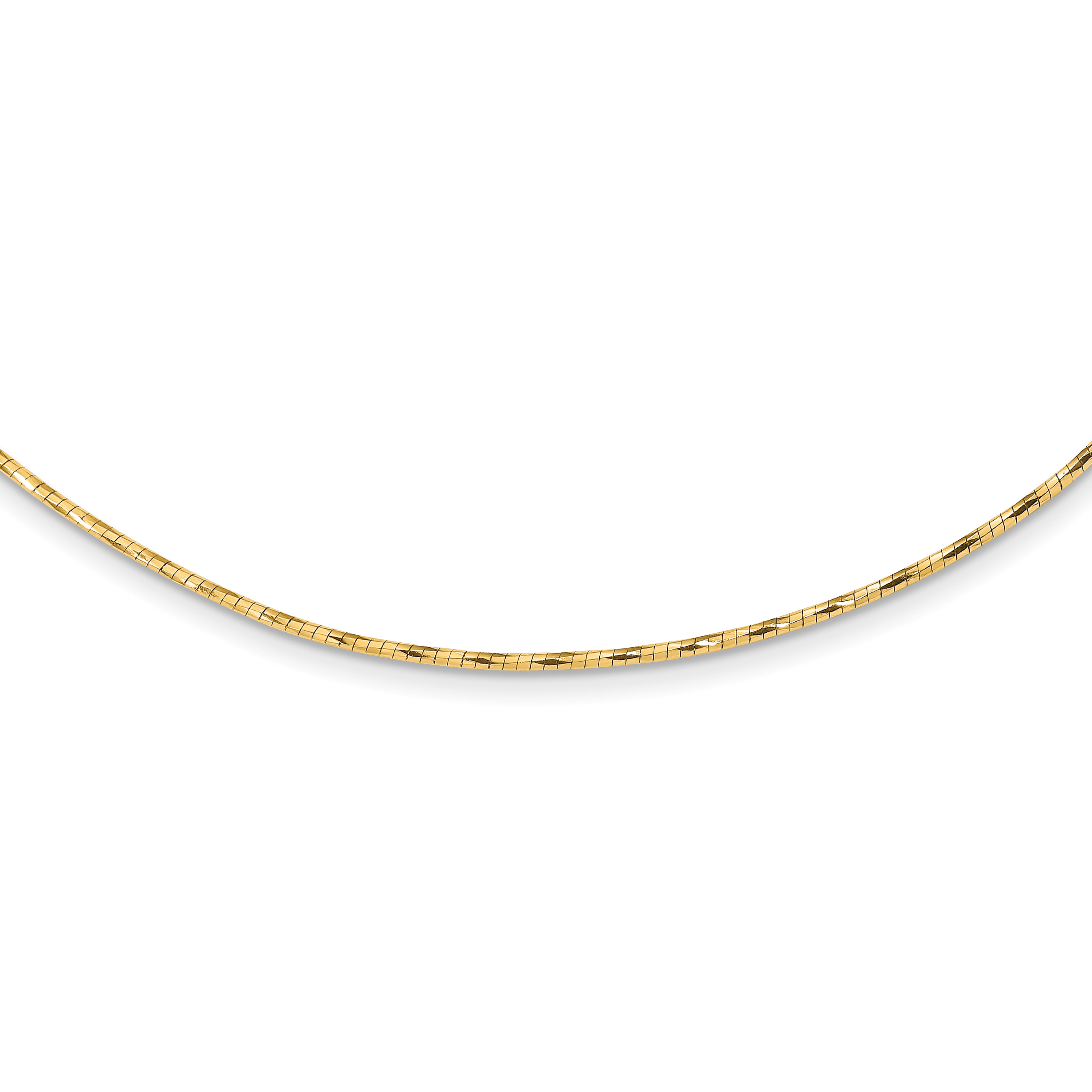 14K Polished Diamond-cut 1.25mm 18 inch Round Twisted Omega Necklace Plus 2 inch Heart Chain Extender (SF2798-18)