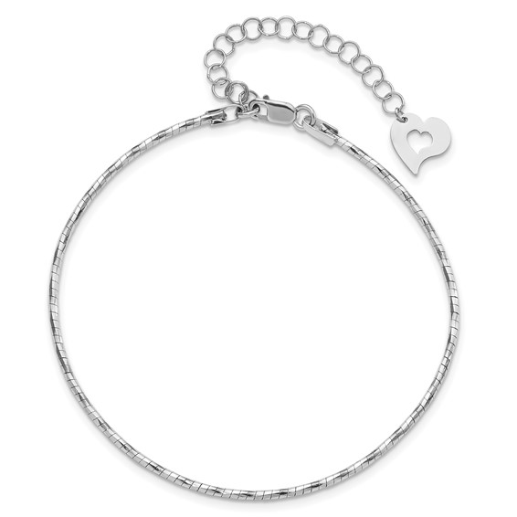 14K White Polished w/2in. Ext. Round Twisted Omega Bracelet