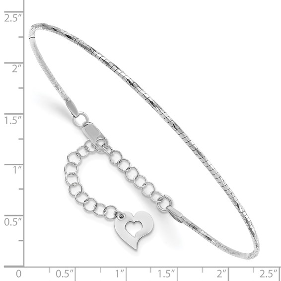 14K White Polished w/2in. Ext. Round Twisted Omega Bracelet