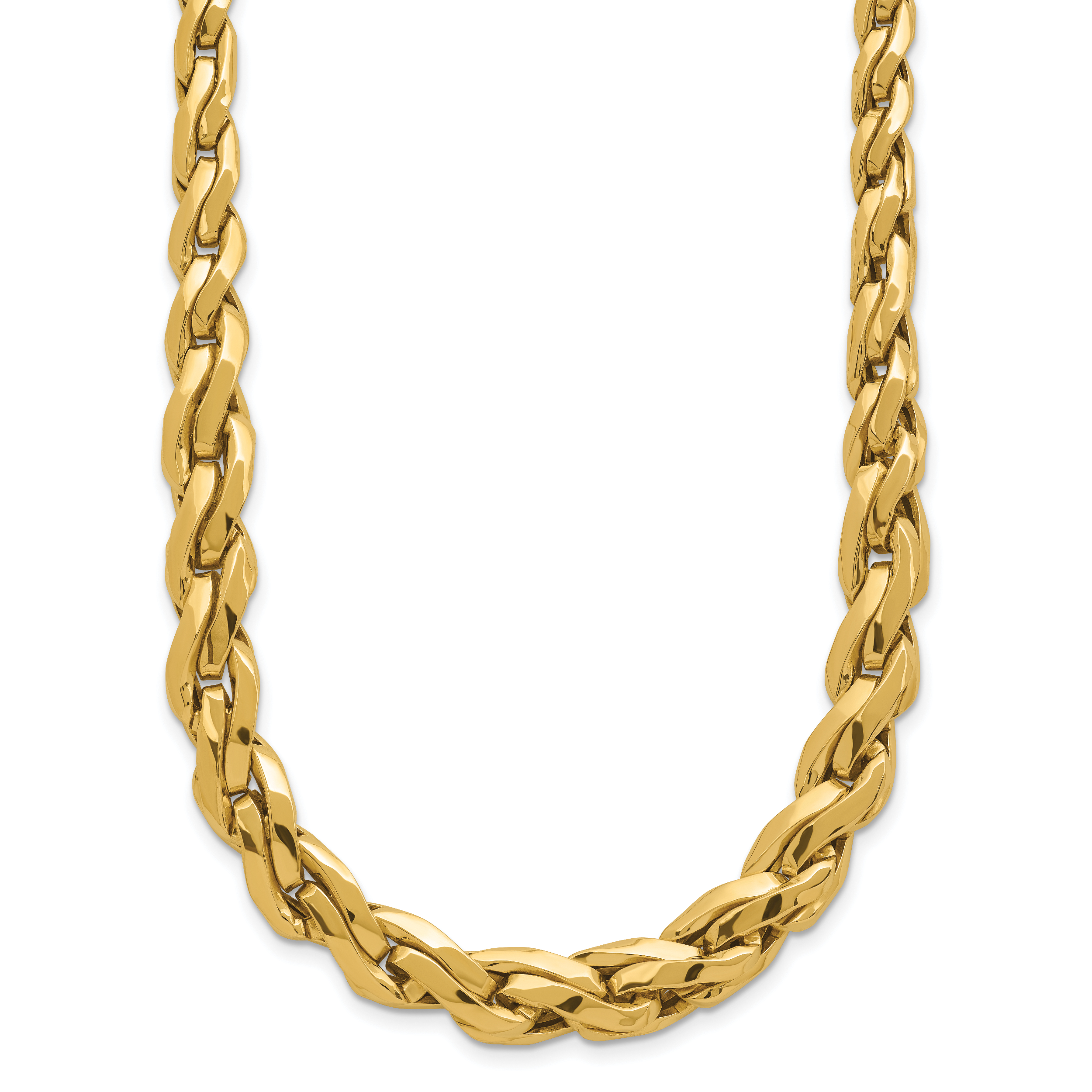 14k Polished 7mm Graduated Fancy Link 18 inch Necklace (SF2800-18)