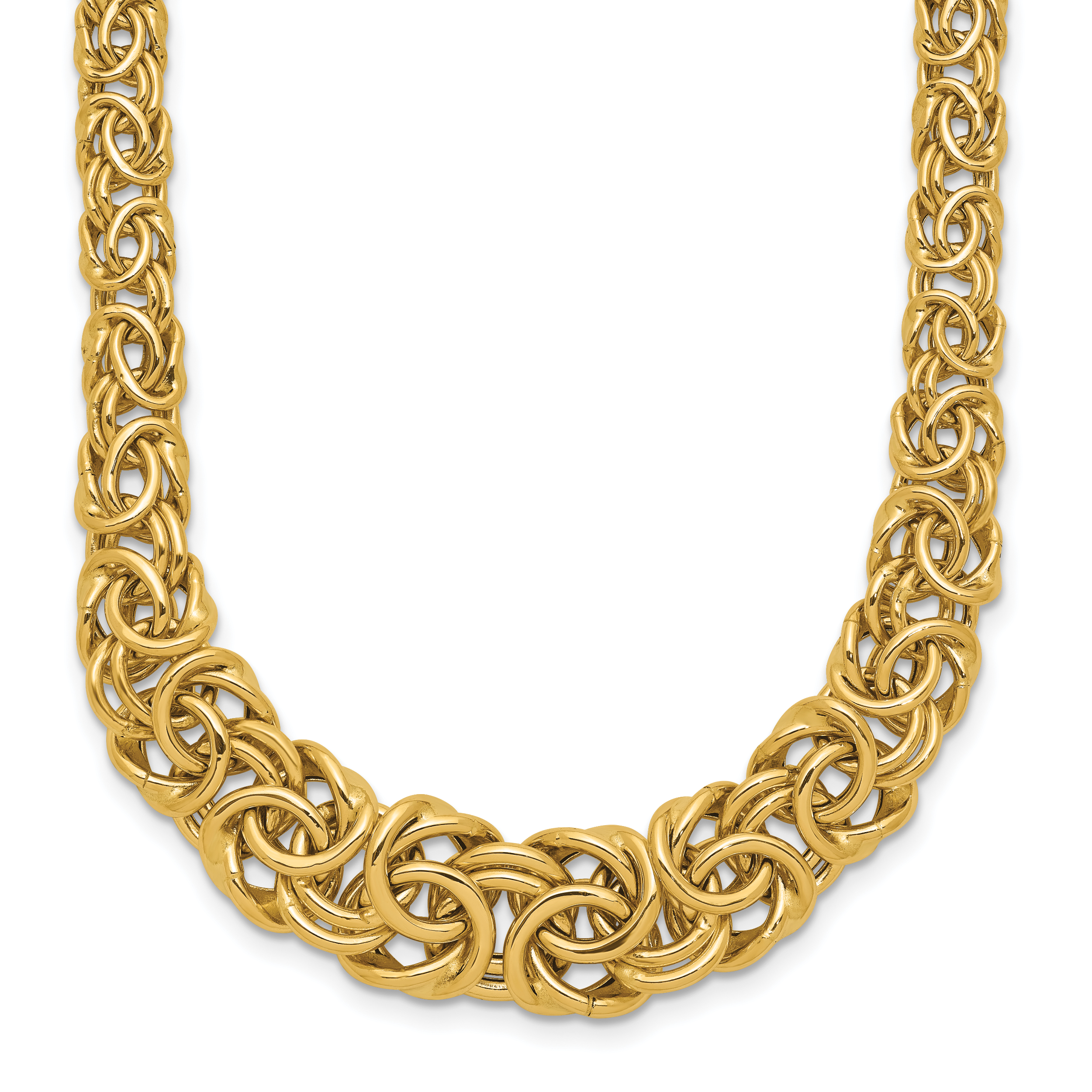14k Graduated 7-10mm Fancy Byzantine 17.25 inch Necklace (SF2813-17.25)