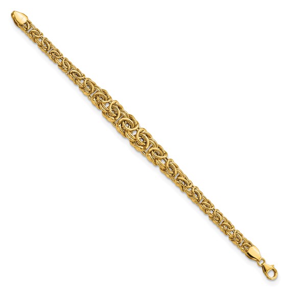 14k Graduated 7-10mm Fancy Byzantine 7.25 inch Bracelet