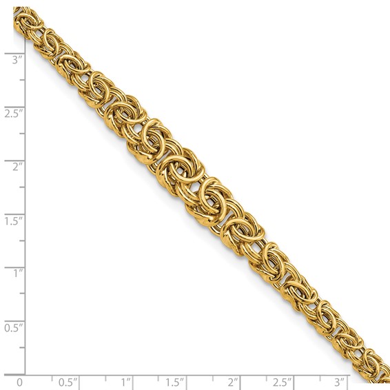 14k Graduated 7-10mm Fancy Byzantine 7.25 inch Bracelet