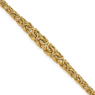 14k Graduated 7-10mm Fancy Byzantine 7.25 inch Bracelet