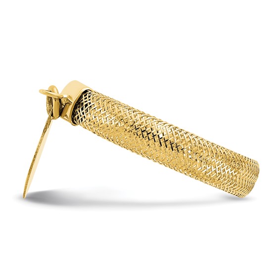 14K 4mm Woven Mesh with Polished Heart Charm Stretch Ring