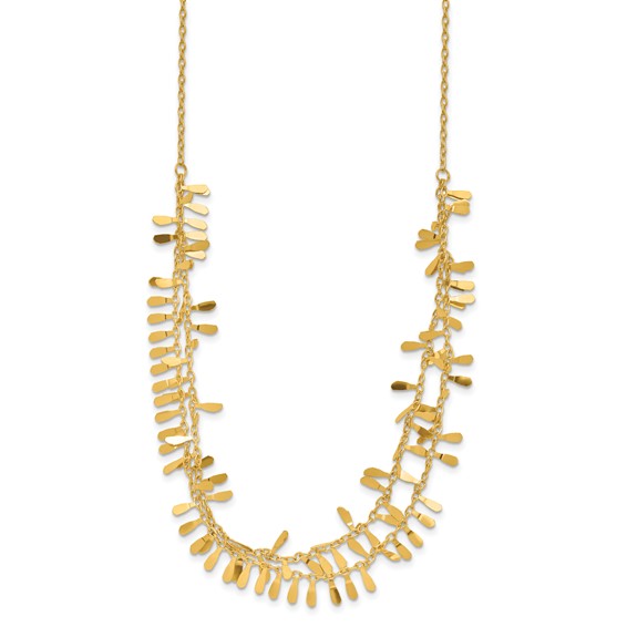 14K Polished Double Strand Fancy Link w/2 in ext. Necklace