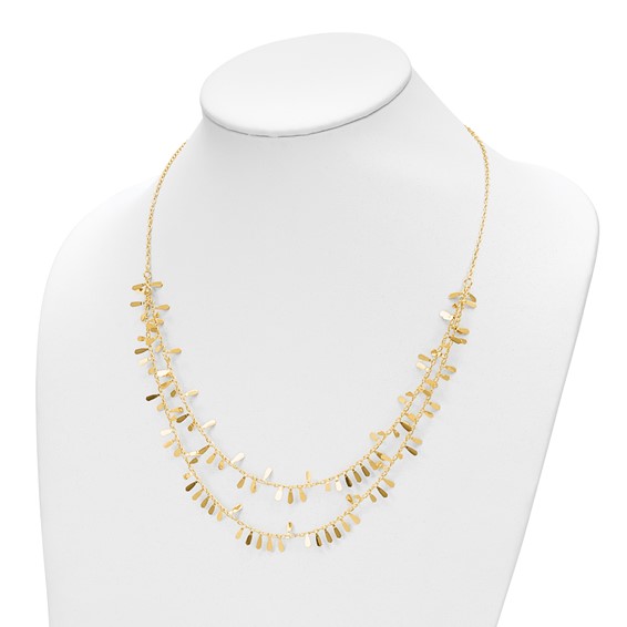 14K Polished Double Strand Fancy Link w/2 in ext. Necklace