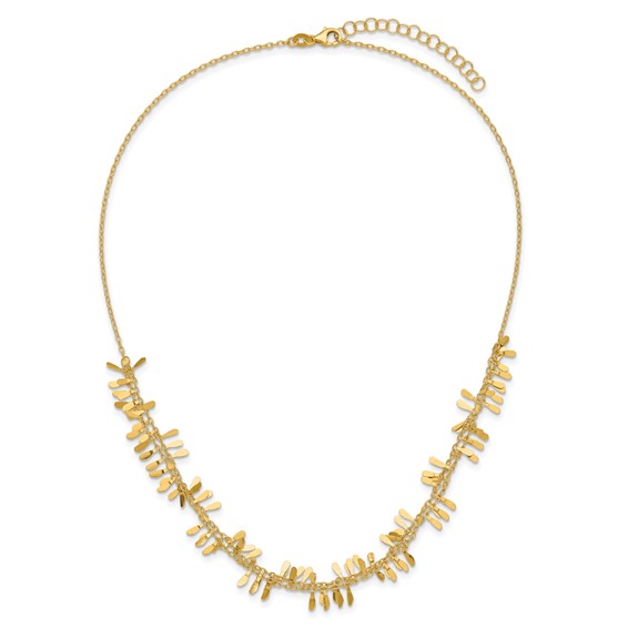 14K Polished Double Strand Fancy Link w/2 in ext. Necklace