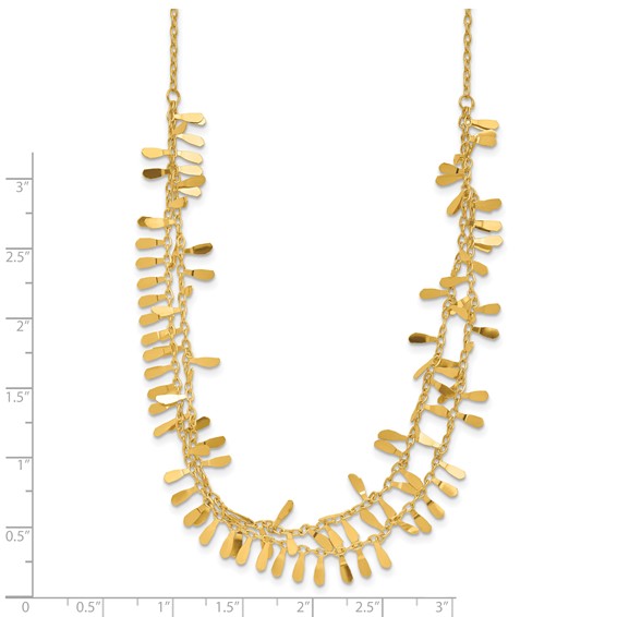 14K Polished Double Strand Fancy Link w/2 in ext. Necklace