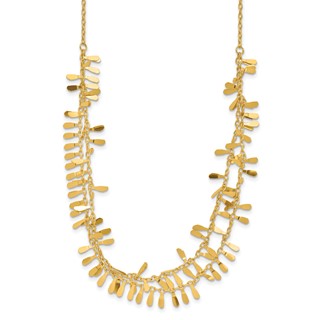 14K Polished Double Strand Fancy Link w/2 in ext. Necklace