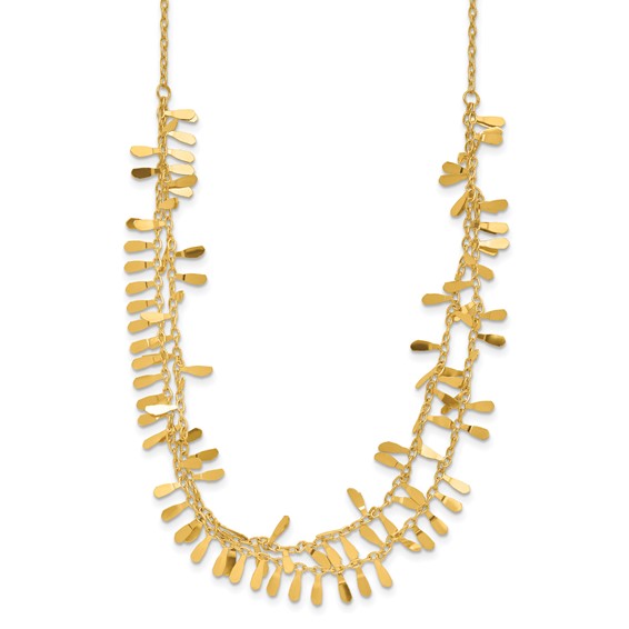 14K Polished Double Strand Fancy Link w/2 in ext. Necklace