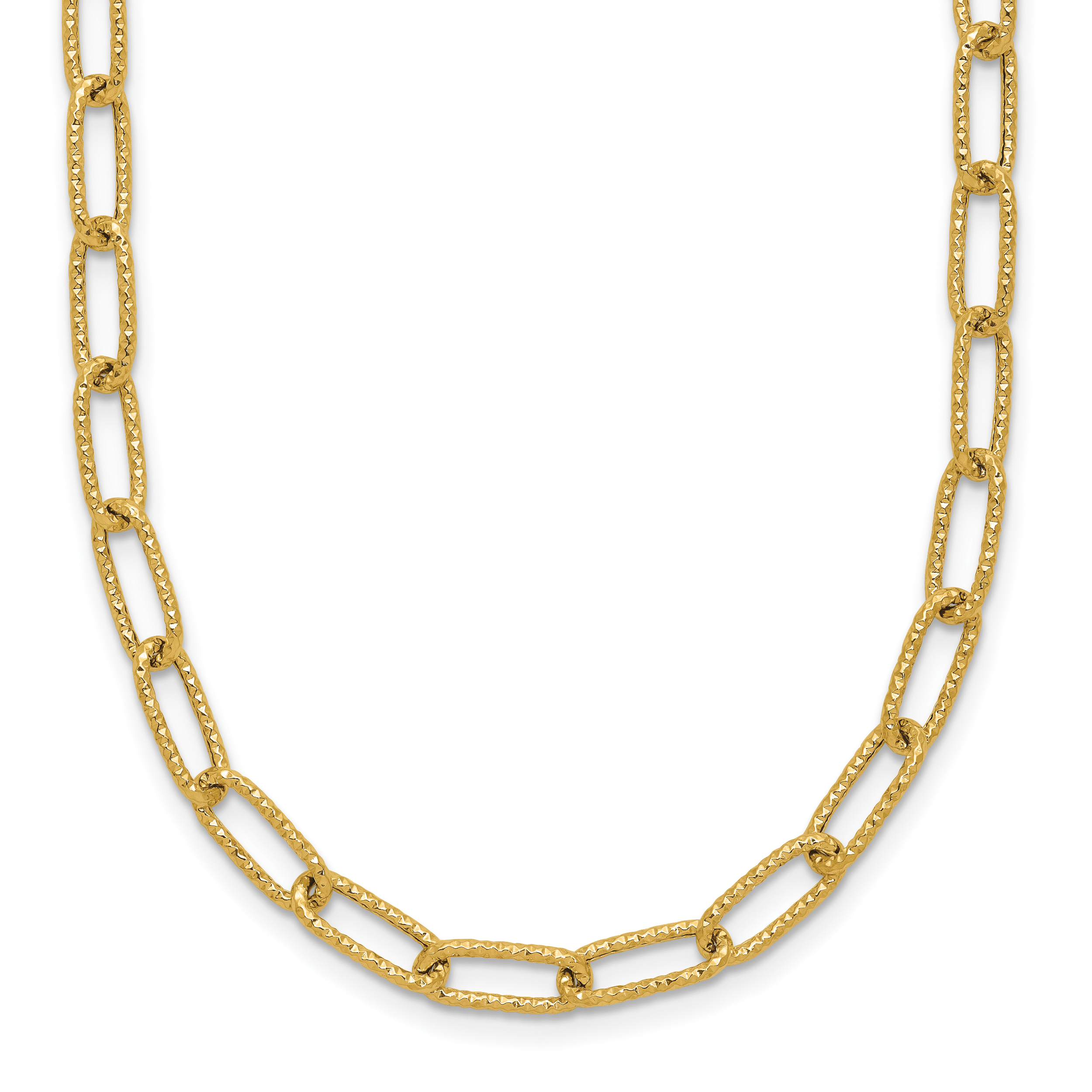 14K Textured 3.75mm Fancy Open Link 18 inch Necklace (SF2839-18)