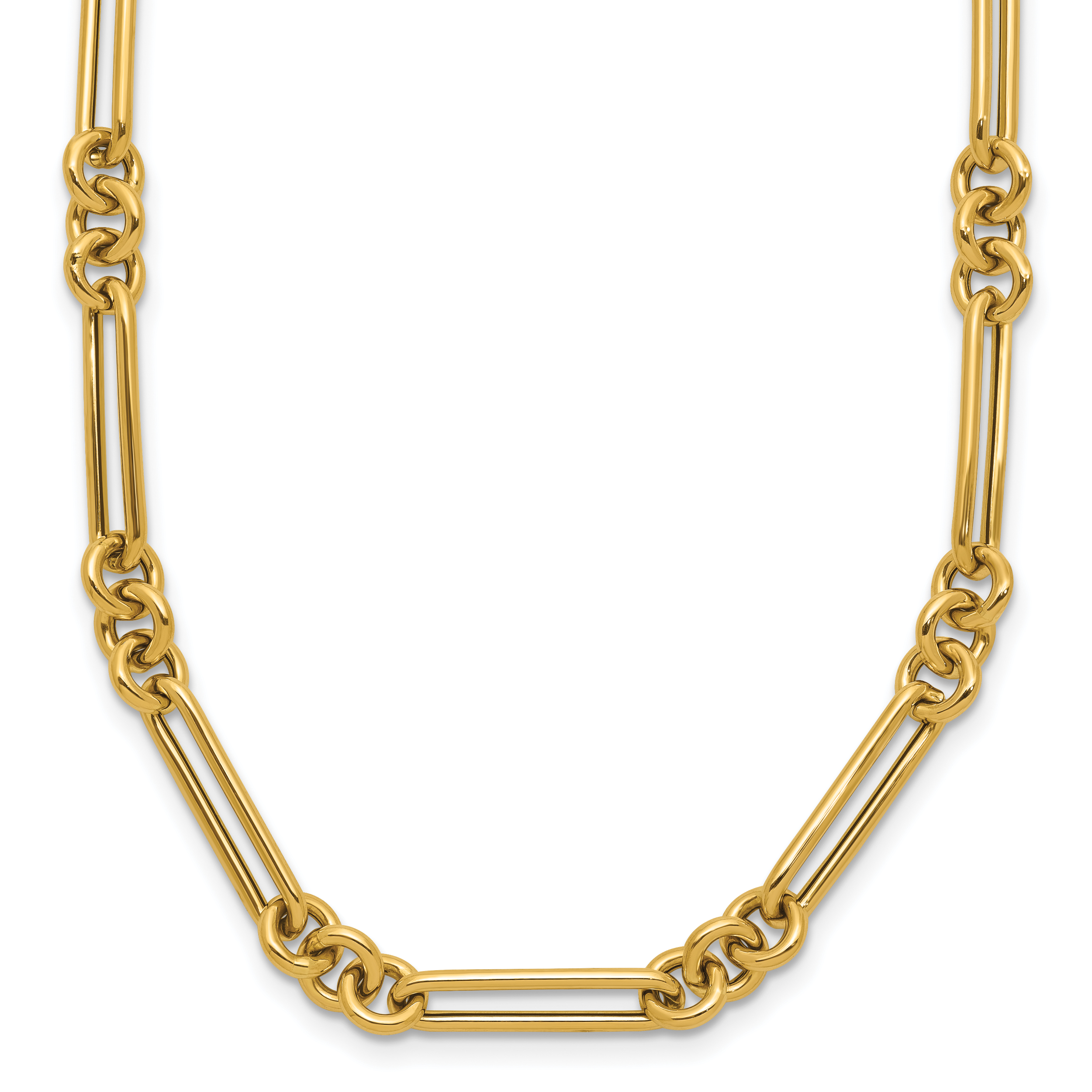 14K Polished Fancy Figaro Link 17.5 inch Necklace (SF2843-17.5)