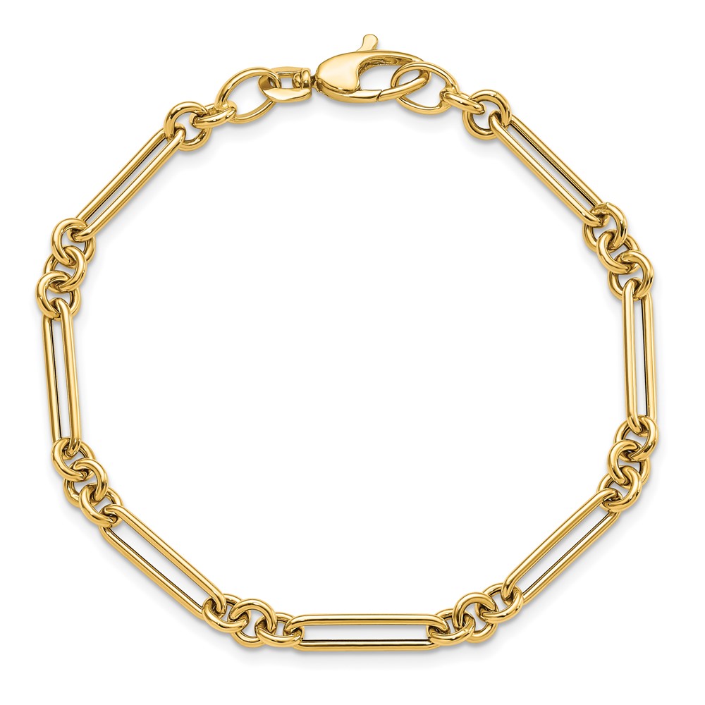 14K Polished Fancy Figaro Link 7.5 inch Bracelet (SF2843-7.5)