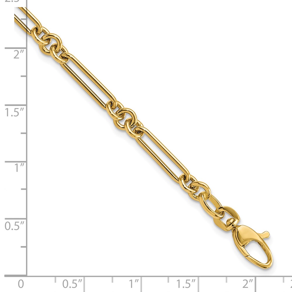 14K Polished Fancy Figaro Link 7.5 inch Bracelet (SF2843-7.5)