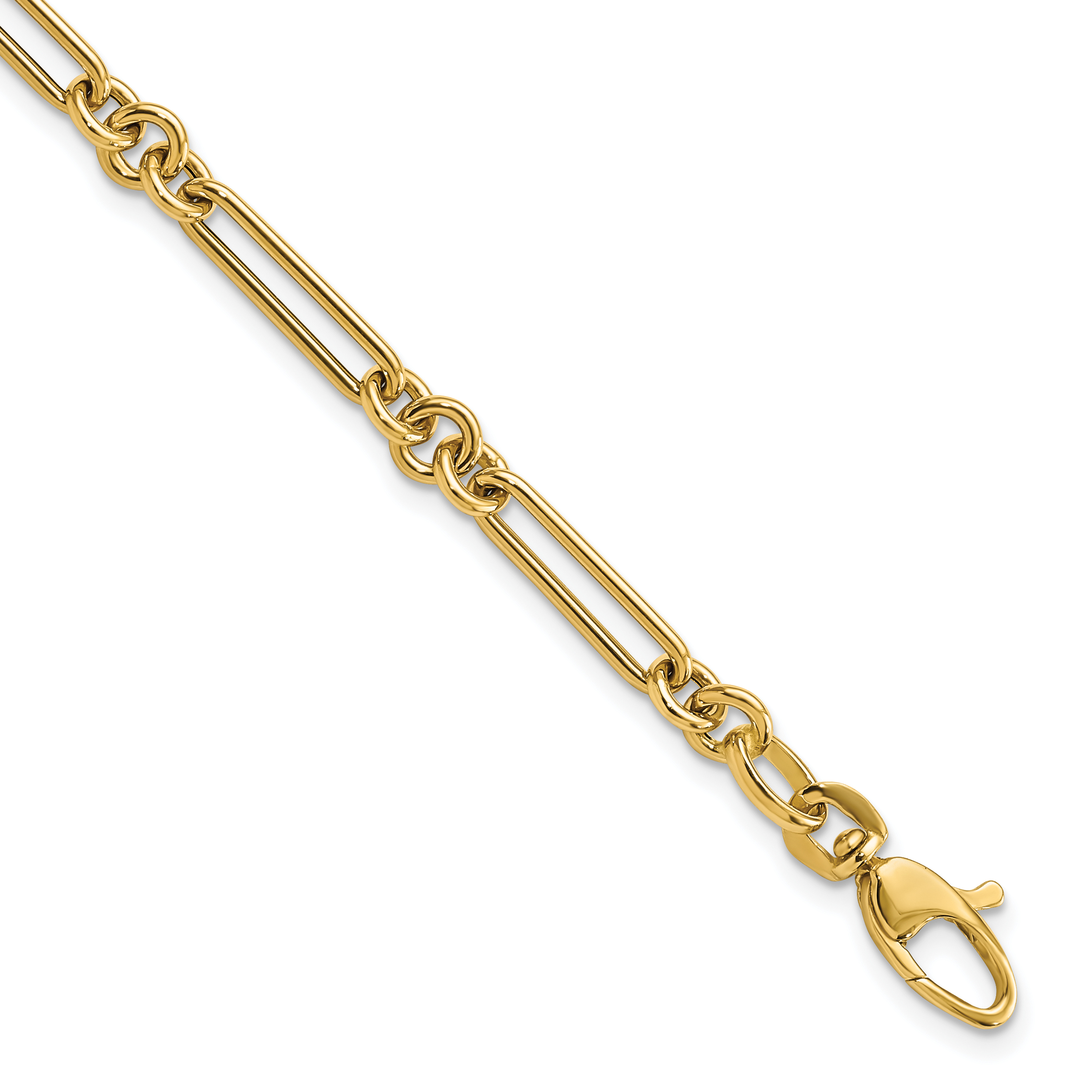 14K Polished Fancy Figaro Link 7.5 inch Bracelet (SF2843-7.5)