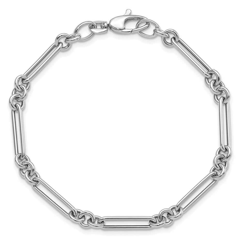 14k White Gold Polished Fancy Figaro Link 7.5 inch Bracelet (SF2843W-7.5)