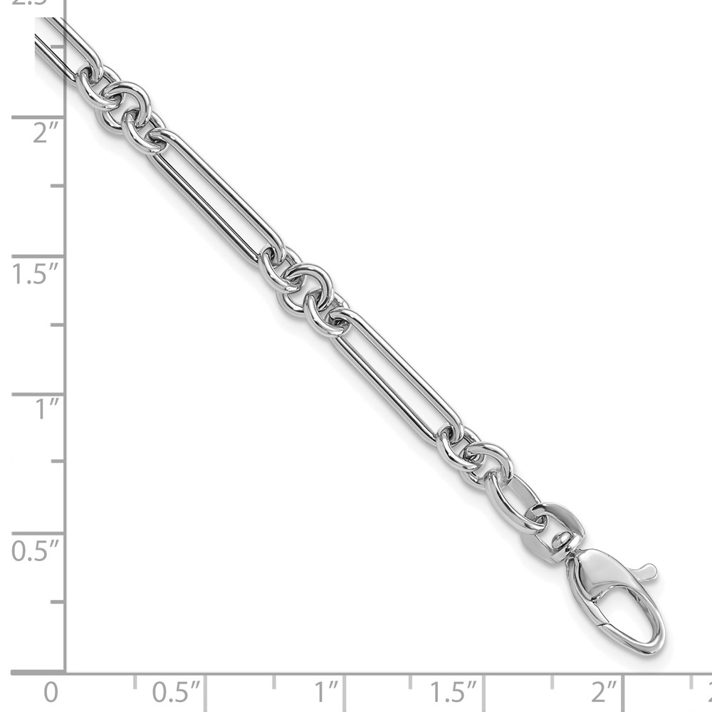 14k White Gold Polished Fancy Figaro Link 7.5 inch Bracelet (SF2843W-7.5)