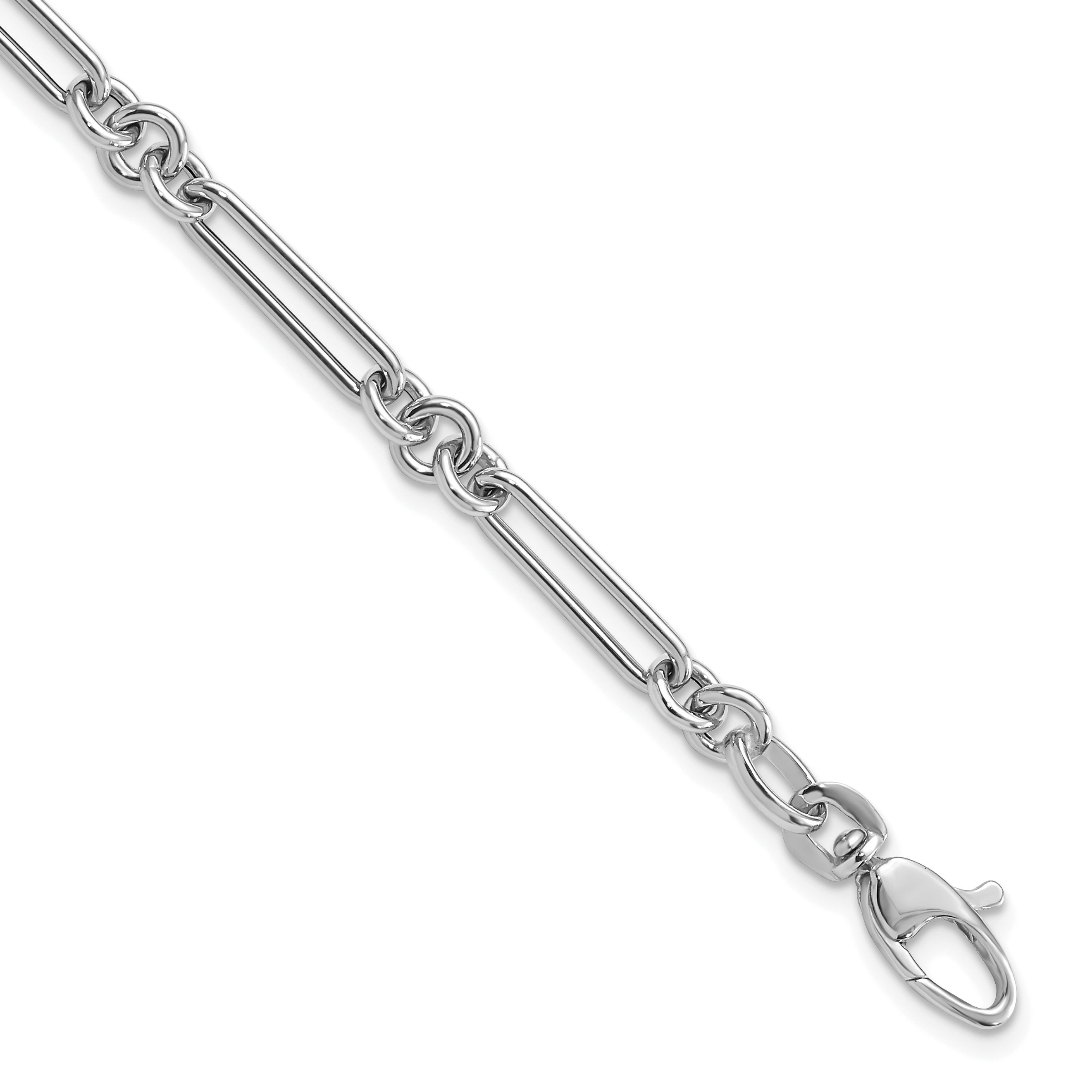 14k White Gold Polished Fancy Figaro Link 7.5 inch Bracelet (SF2843W-7.5)