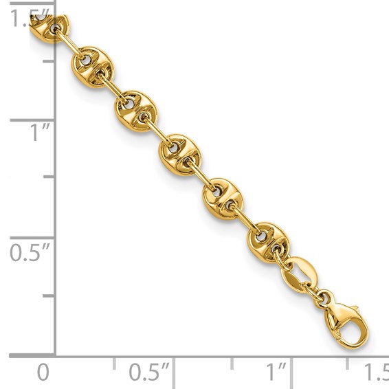 14K Polished 4mm Fancy Link 7.5 inch Bracelet