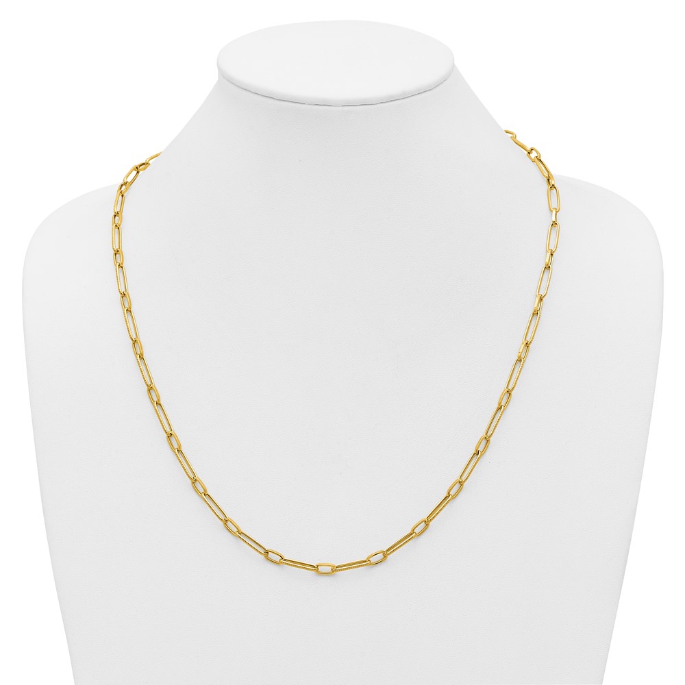 14K Polished and Textured 4mm Fancy Long Link 24 inch Necklace (SF2849-24)
