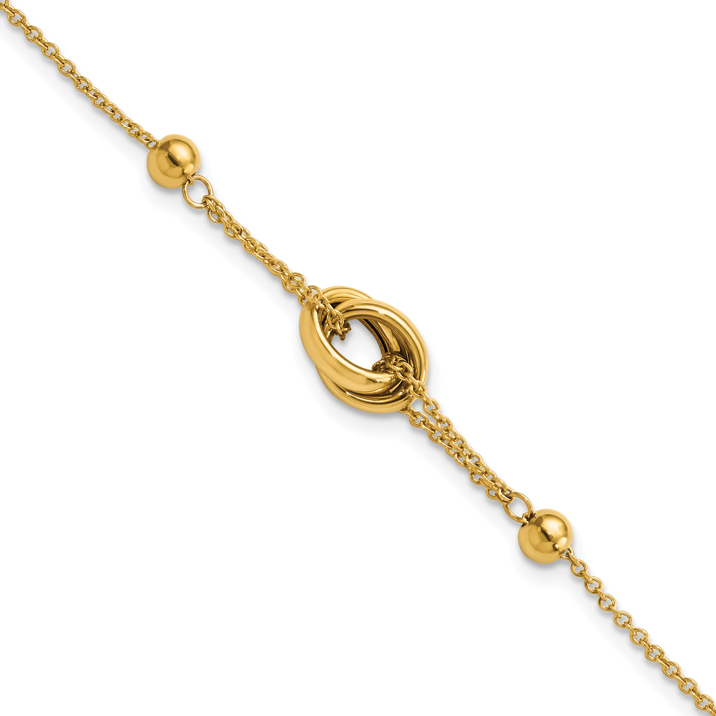 14K Polished Bead and Link w/.75 in ext. Bracelet (SF2851-7)