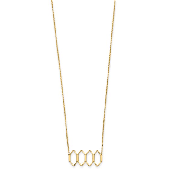 14K Polished Fancy Shapes w/2 in ext. Necklace