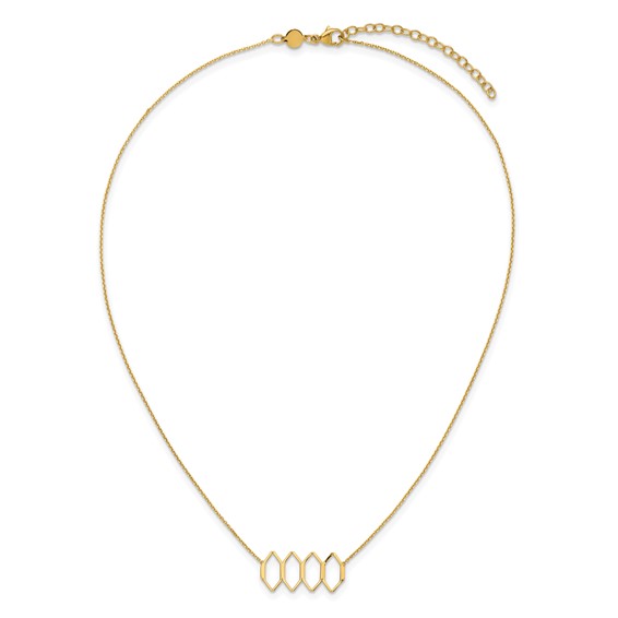 14K Polished Fancy Shapes w/2 in ext. Necklace