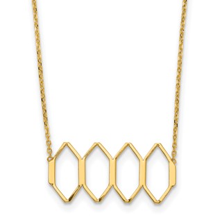 14K Polished Fancy Shapes w/2 in ext. Necklace