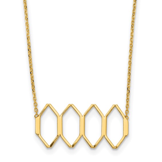 14K Polished Fancy Shapes w/2 in ext. Necklace