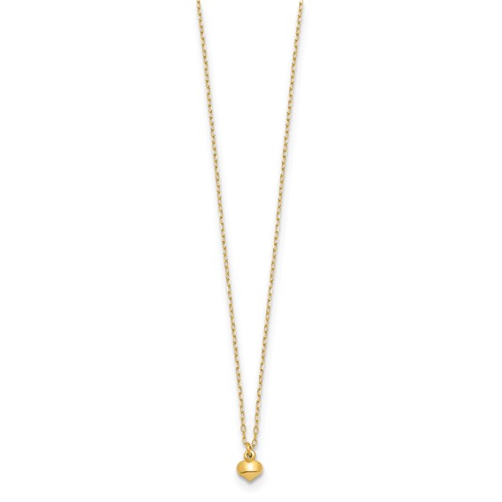 14k Polished Tiny Puffed Heart Pendant 16.5 inch Necklace