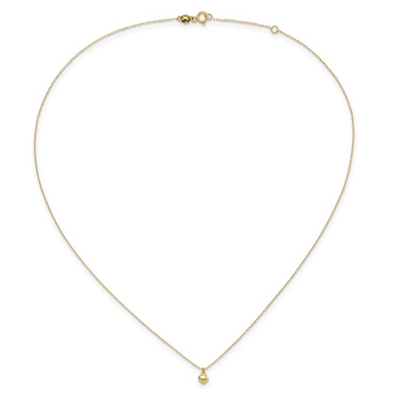 14k Polished Tiny Puffed Heart Pendant 16.5 inch Necklace
