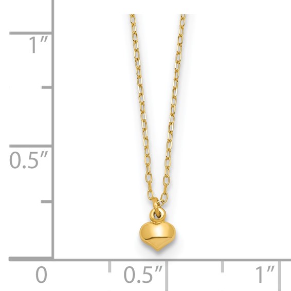 14k Polished Tiny Puffed Heart Pendant 16.5 inch Necklace