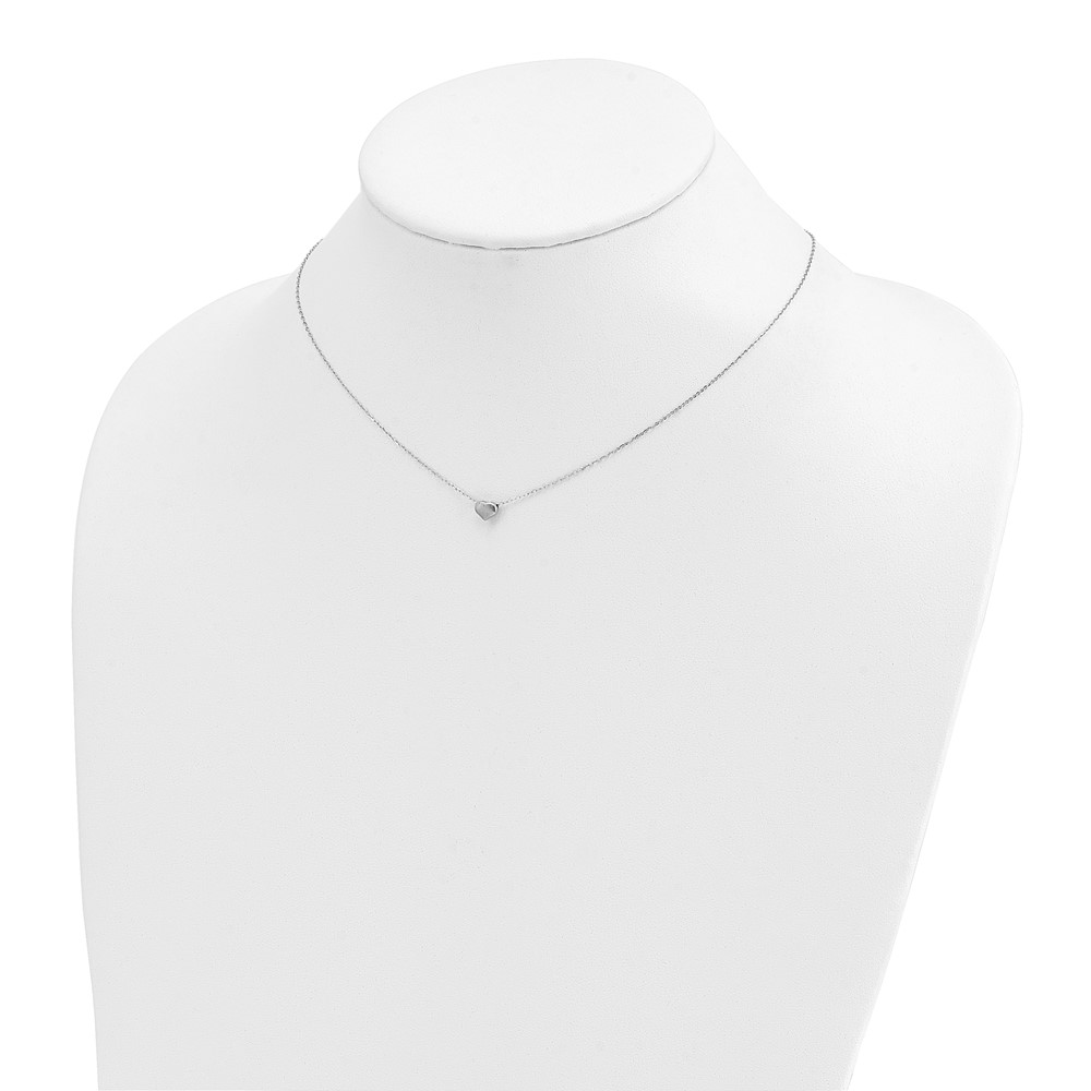14k White Gold Polished Puffed Heart Pendant 16.5 inch Necklace (SF2870W-16.5)