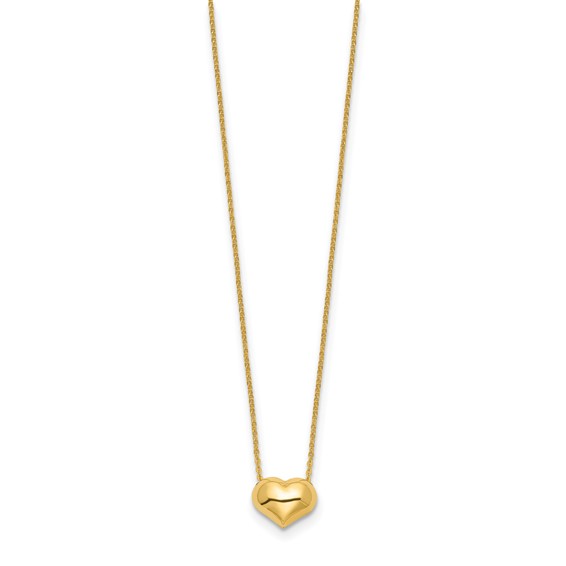 Gold Polished Puffed  Heart Necklace