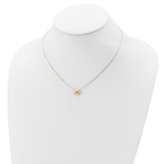 Gold Polished Puffed  Heart Necklace